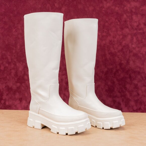 Circus NY Wmn Dollie Ivory Vegan Leather Platform Festival Combat Boots sz 6 - Picture 1 of 10